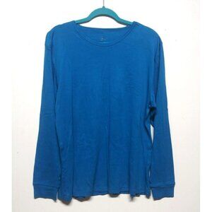 NWT Leveret Mens T-Shirt Long Sleeve XXL round Neck slim fit cotton teal-blue